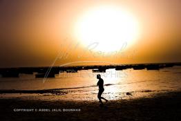 Image du Maroc Professionnelle de  Un fabuleux coucher de Soleil sur les rocher et les barques du port de Souiria Lekdima un village de pêcheurs, situé à 30 km au sud de Safi au Maroc. Ce merveilleux site réuni la mer la forêt et l'embouchure du fleuve Tensift avec l'océan Atlantique, Dimanche 12 Août 2012. (Photo / Abdeljalil Bounhar) 